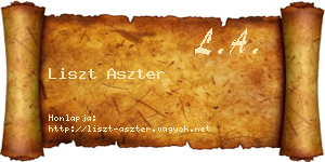 Liszt Aszter névjegykártya